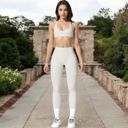 White Medium Women's High Waist Seamless Active Leggings with Elastic Waistband and Comfortable Stretch Fabric