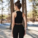 Black Large Women's High Neck Athletic Crop Top with Racerback Design and Stretchy Fabric for Activewear