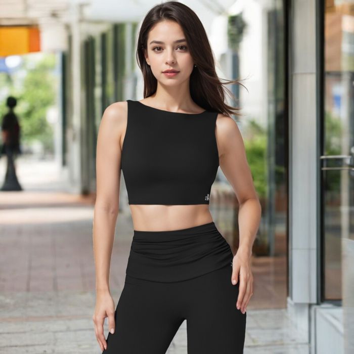 Women's Sleeveless Crop Top with High Neckline