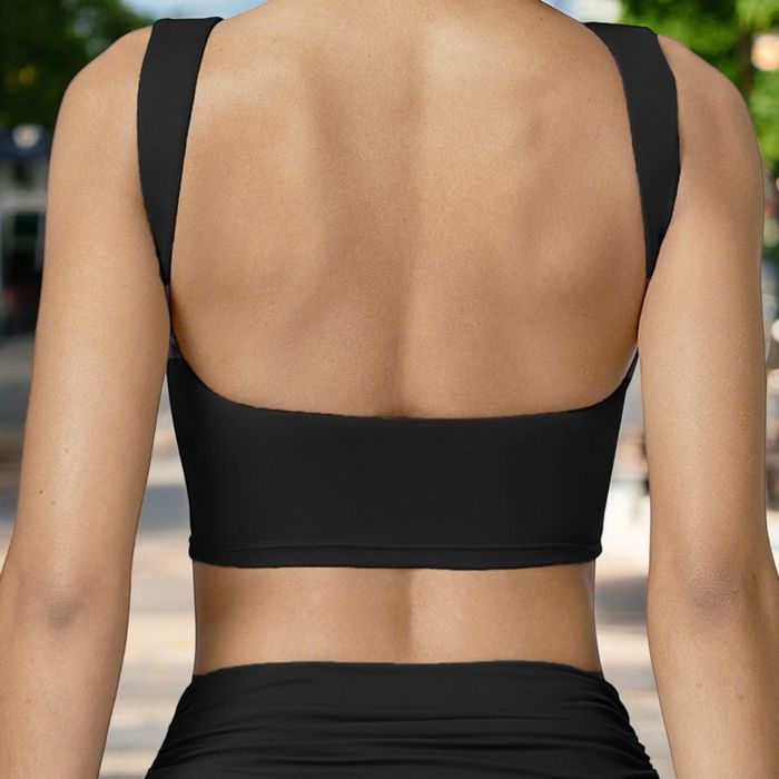 Women's Sleeveless Crop Top with High Neckline