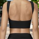 Black Large Women's Sleeveless Crop Top with High Neckline