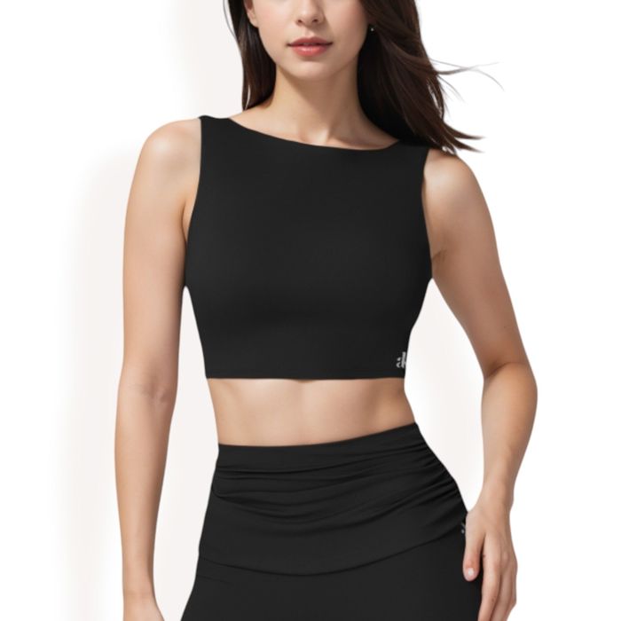 Women's Sleeveless Crop Top with High Neckline