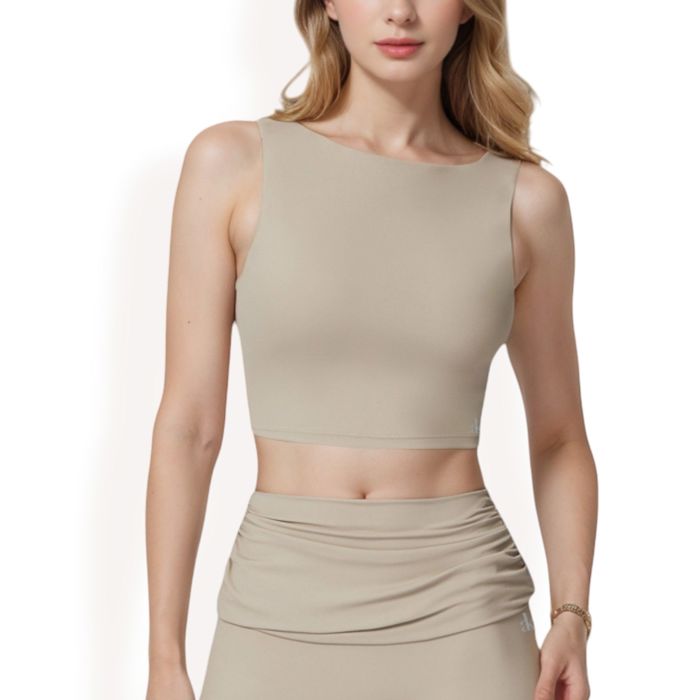 Women's Sleeveless Crop Top with High Neckline