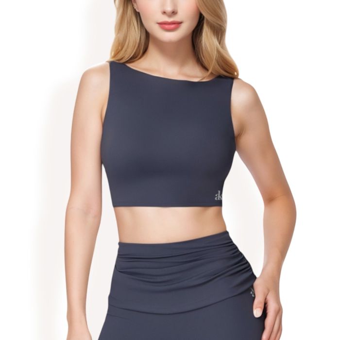 Women's Sleeveless Crop Top with High Neckline