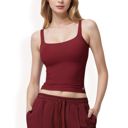 Red Large Women's Square Neck Sleeveless Tank Top with Stretch Fit