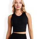  Women's Sleeveless Cropped Sports Top with Crew Neck