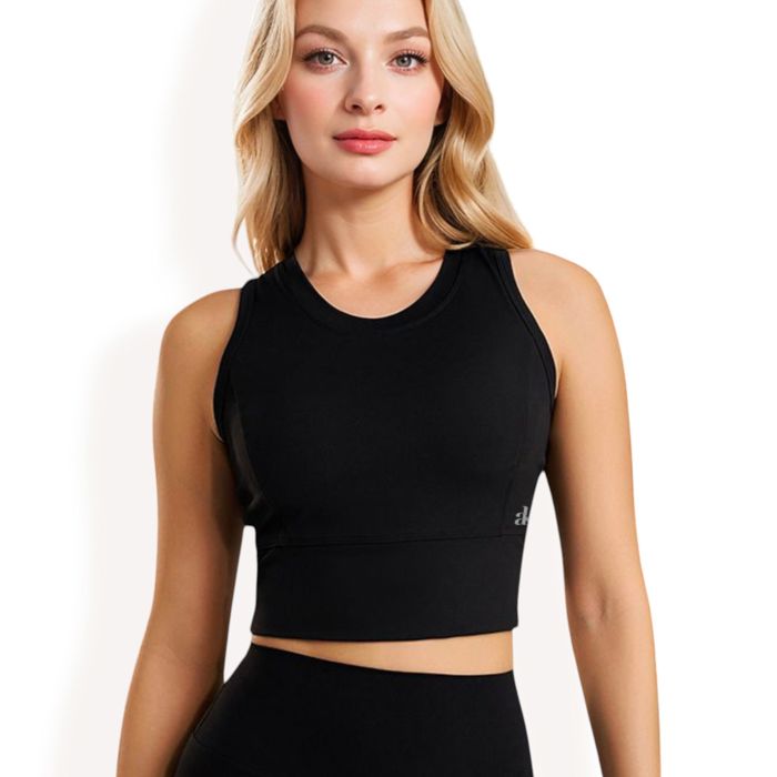 Women's Sleeveless Cropped Sports Top with Crew Neck