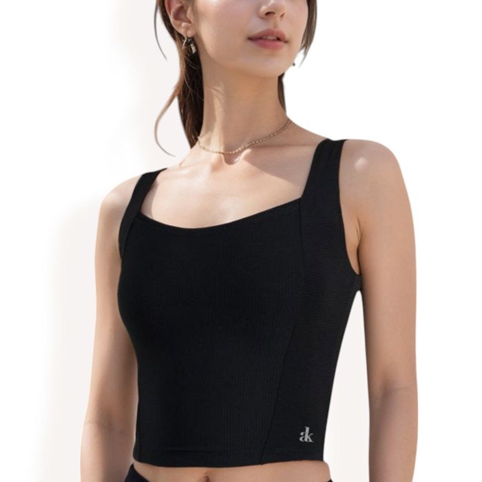 Women's Ribbed Square Neck Cropped Tank Top