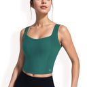 Green Large Women's Ribbed Square Neck Cropped Tank Top