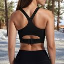 Black Large Women's Racerback Sports Bra with Supportive Stretch Fabric