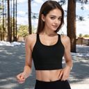 Black Small Women's Racerback Sports Bra with Supportive Stretch Fabric