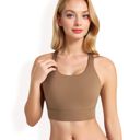 Brown Large Women's Racerback Sports Bra with Supportive Stretch Fabric