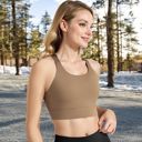 Brown Large Women's Racerback Sports Bra with Supportive Stretch Fabric