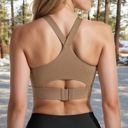 Brown Large Women's Racerback Sports Bra with Supportive Stretch Fabric