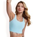 Blue Large Women's Racerback Sports Bra with Supportive Stretch Fabric