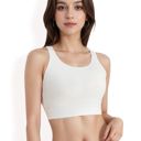 White Large Women's Racerback Sports Bra with Supportive Stretch Fabric