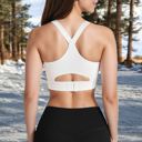 White Large Women's Racerback Sports Bra with Supportive Stretch Fabric