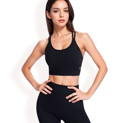 Women's Ribbed Seamless Sports Bra with Crisscross Back