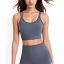 Gray Large Women's Ribbed Seamless Sports Bra with Crisscross Back