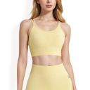 Yellow Large Women's Ribbed Seamless Sports Bra with Crisscross Back