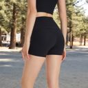 Black Large Women's High-Waisted Active Biker Shorts with Seamless Design