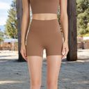 Brown Large Women's High-Waisted Active Biker Shorts with Seamless Design