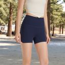 Blue Large Women's High-Waisted Active Biker Shorts with Seamless Design