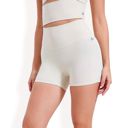 White Large Women's High-Waisted Active Biker Shorts with Seamless Design