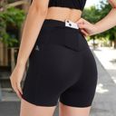 Black Large Women's High-Waisted Stretchy Biker Shorts with Back Pocket