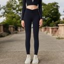 Black Small Women's High-Waist Twist Detail Full-Length Leggings