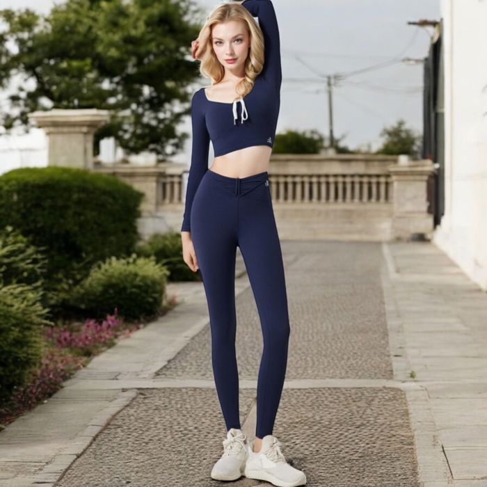 Women's High-Waist Twist Detail Full-Length Leggings