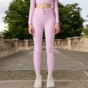 Pink Large Women's High-Waist Twist Detail Full-Length Leggings