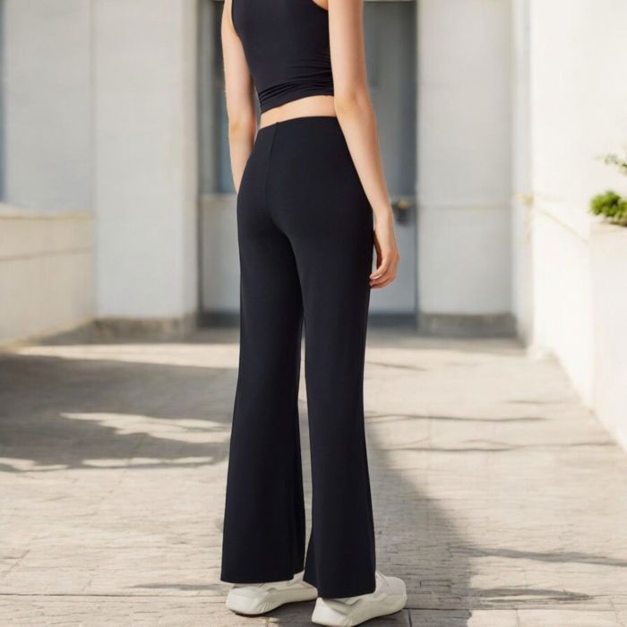 Women's High-Waisted Flare Pants with Twist Knot Detail