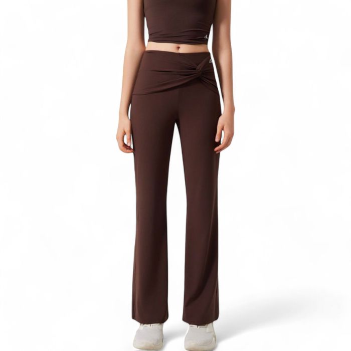 Women's High-Waisted Flare Pants with Twist Knot Detail