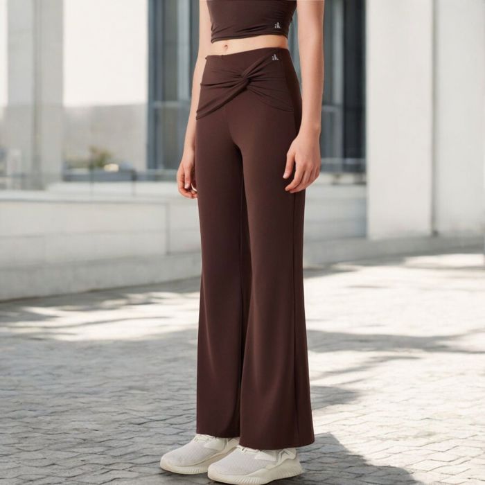 Women's High-Waisted Flare Pants with Twist Knot Detail