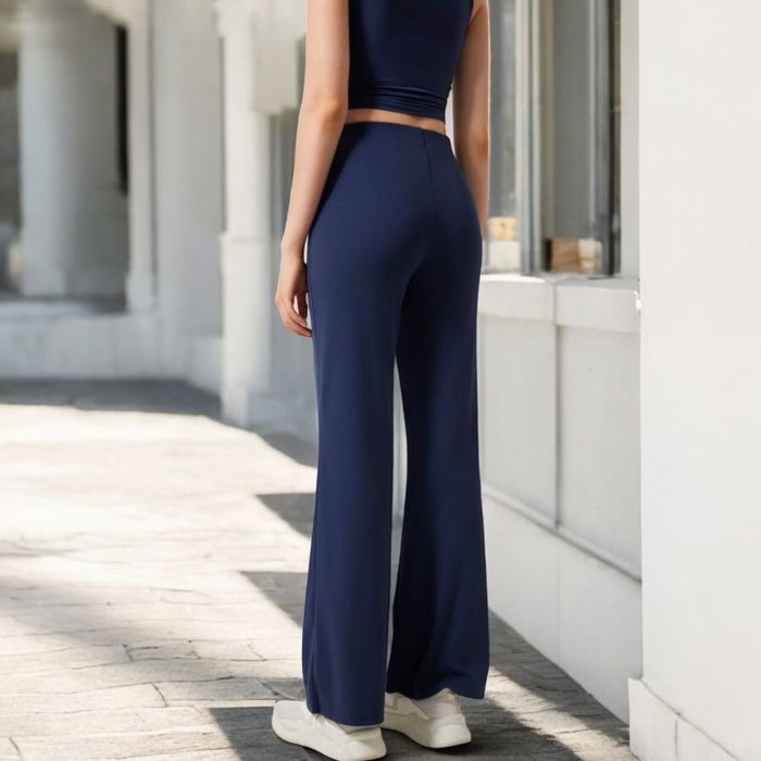 Women's High-Waisted Flare Pants with Twist Knot Detail