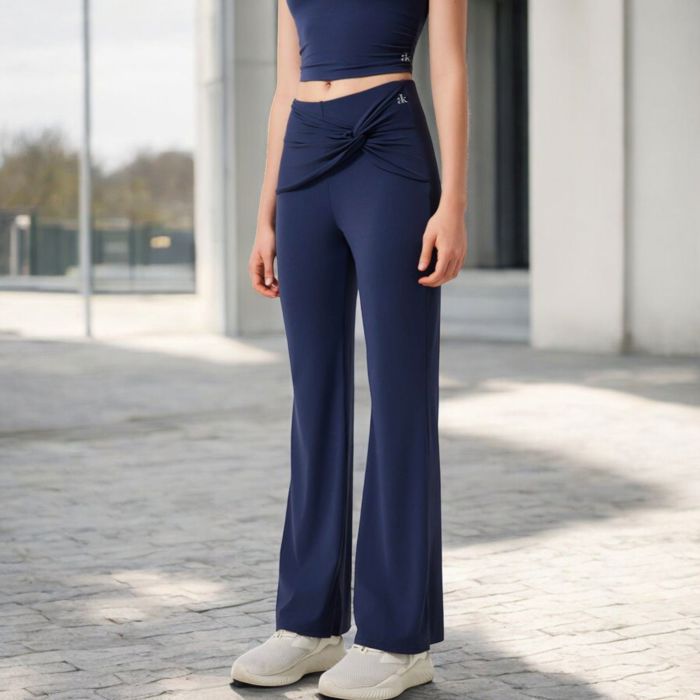 Women's High-Waisted Flare Pants with Twist Knot Detail