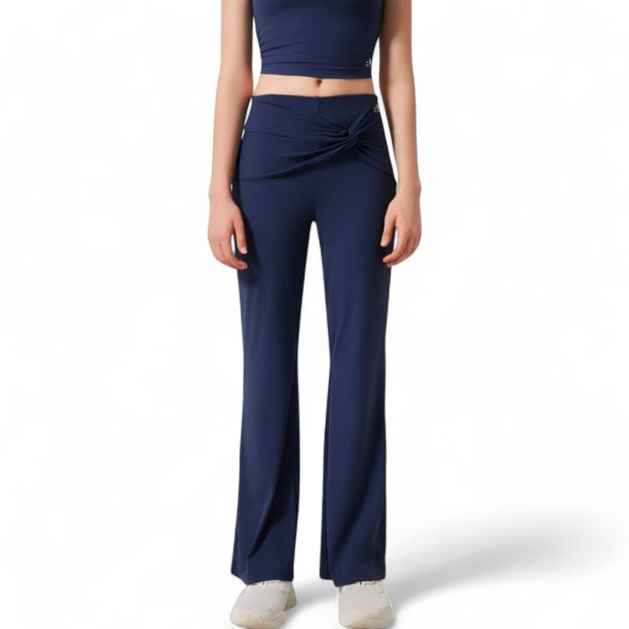 Women's High-Waisted Flare Pants with Twist Knot Detail