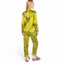 Yellow Large Women's Satin Pajama Set with Giraffe Print and Button-Down Top