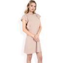 Yellow Medium Women's Ruffle Sleeve Textured Knit Mini Shift Dress