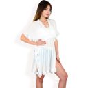 White One Size Fits Most Women's White Flutter Sleeve Dress with Crochet Trim V-Neck and Smocked Waist