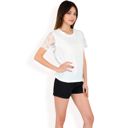 White Large Women's Lace Eyelet Top with Scalloped Short Sleeves and Embroidered Details