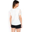 White Large Women's Lace Eyelet Top with Scalloped Short Sleeves and Embroidered Details