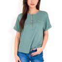  Women's Casual Short Sleeve Henley Top with Button Front and Chest Pocket