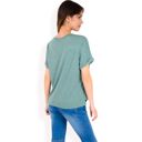 Green Large Women's Casual Short Sleeve Henley Top with Button Front and Chest Pocket