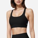  Women's Seamless Ribbed Sports Bra with Scoop Neck and Wide Straps