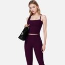 Purple Large Women's Fitted Square Neck Tank Top with Spaghetti Straps
