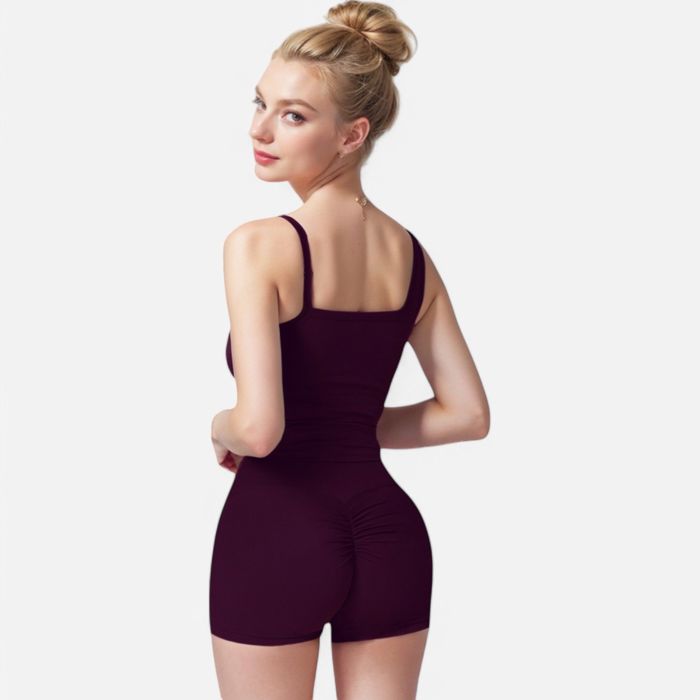 Women's Fitted Square Neck Tank Top with Spaghetti Straps