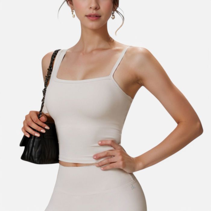 Women's Fitted Square Neck Tank Top with Spaghetti Straps