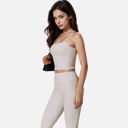 White Small Women's Fitted Square Neck Tank Top with Spaghetti Straps